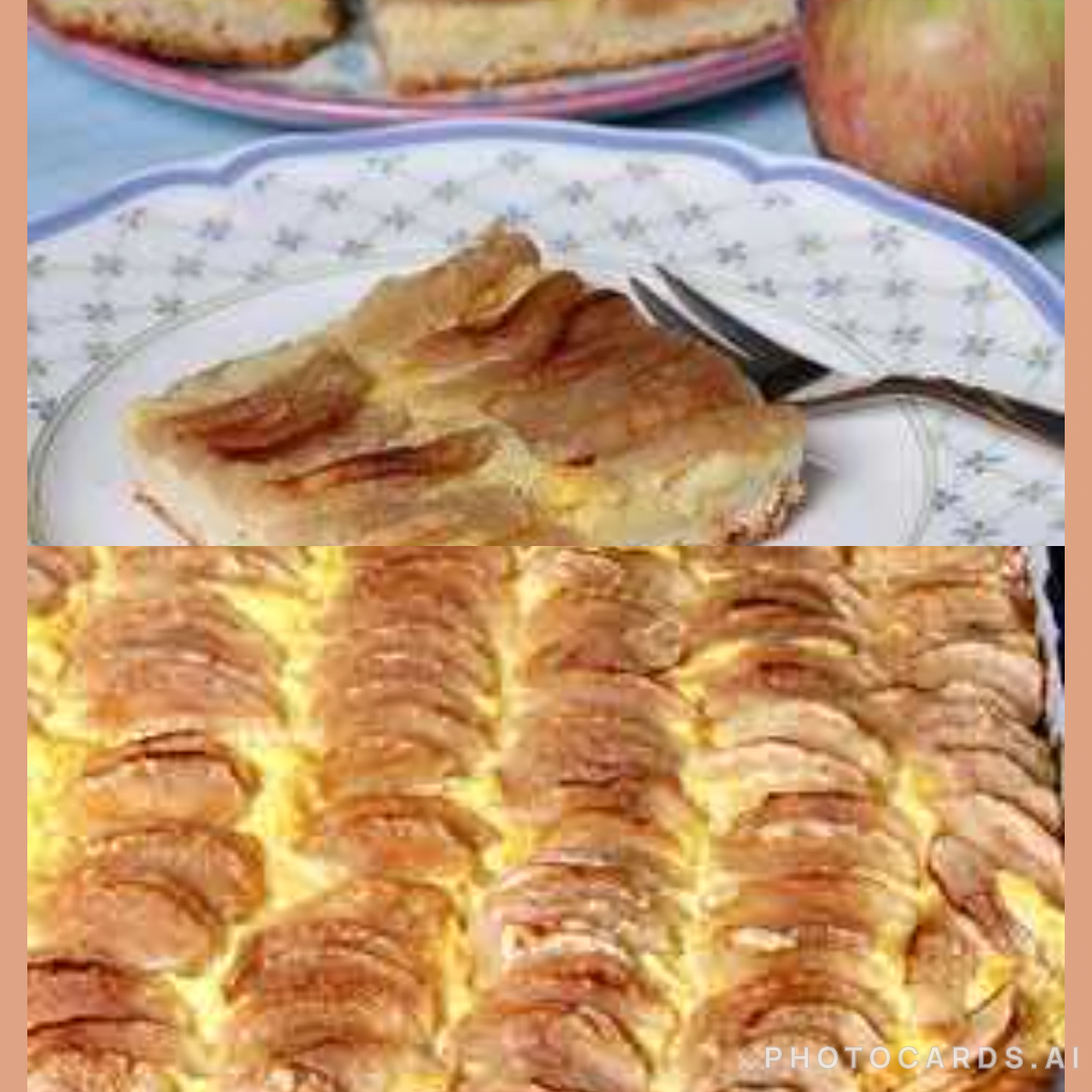 Apfelkuchen mit Vanillepudding