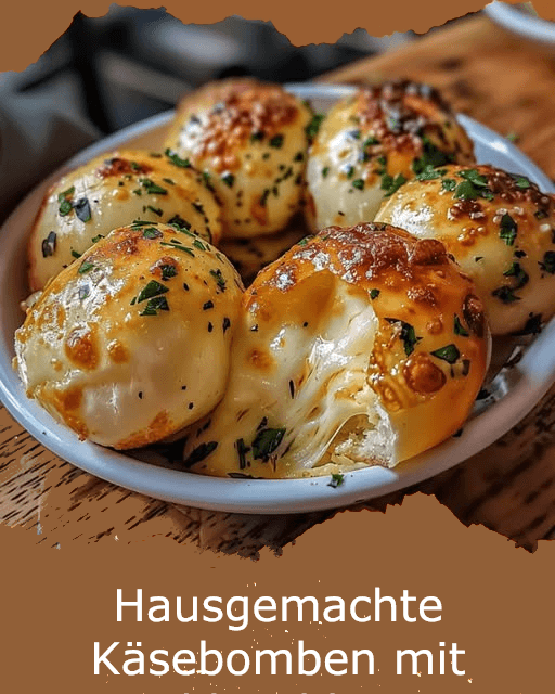 Käsebomben mit geschmolzenem Käse und Knoblauchbutter“