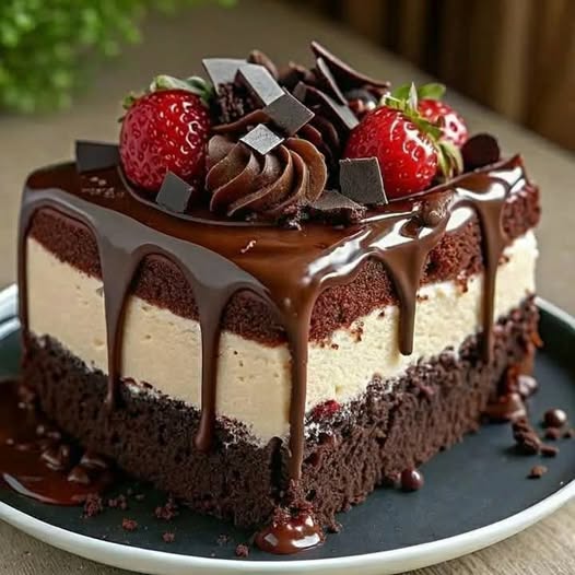 Dreifacher Schokoladenmousse-Kuchen