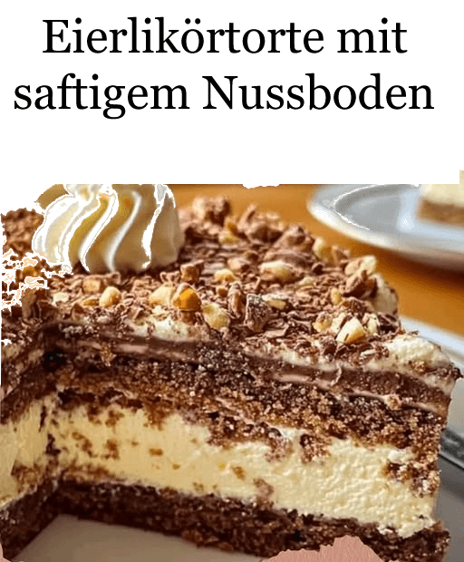 Eierlikörtorte mit saftigem Nussboden