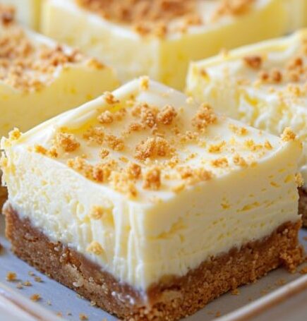 Zitronen-Käsekuchen-Würfel mit knusprigem Boden und cremiger Zitronenfüllung.“