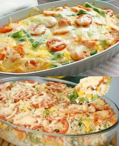 Gemüseauflauf mit Crème fraîche, immer eine gute Idee !