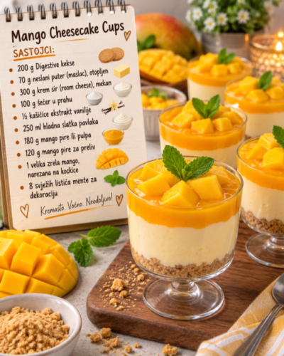 Mango Cheesecake Cups – čašice od manga i cheesecakea 🥭✨