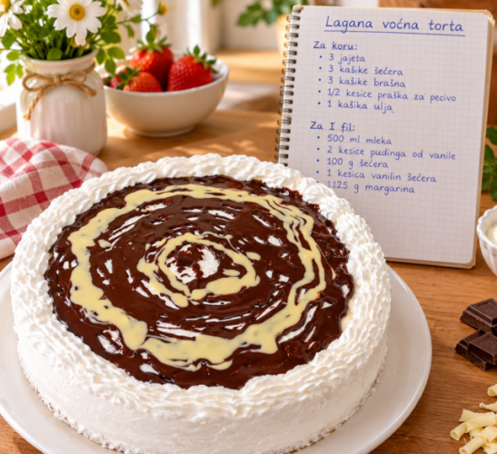 LAGANA VOĆNA TORTA S JAGODAMA, MALINAMA I ČOKOLADOM 🍓🍫
