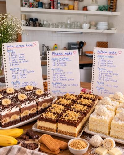 Tri kremasta kolača za svaku priliku – sočne banana kocke, Plazma kocke i Rafaelo kocke!