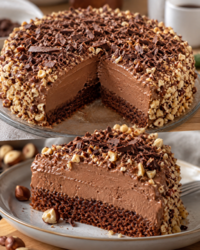 Čokoladna torta s bogatom čokoladnom kremom i lješnjacima